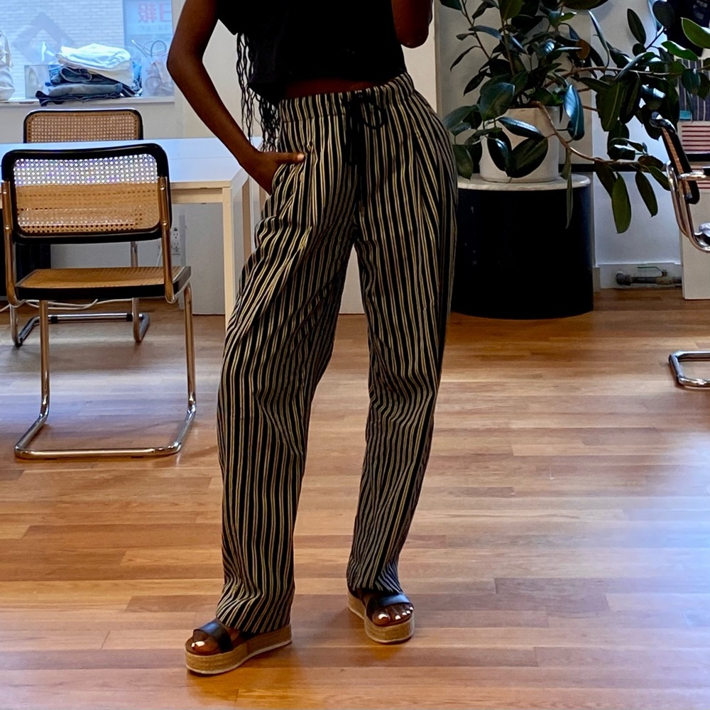 Apiece Apart XXS Manu Drawstring Pant in Black Stripe